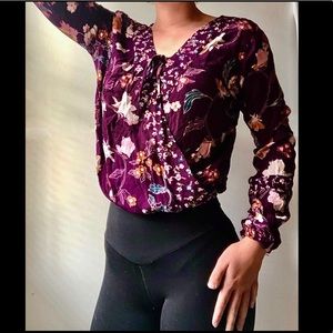 Long sleeve floral crop top